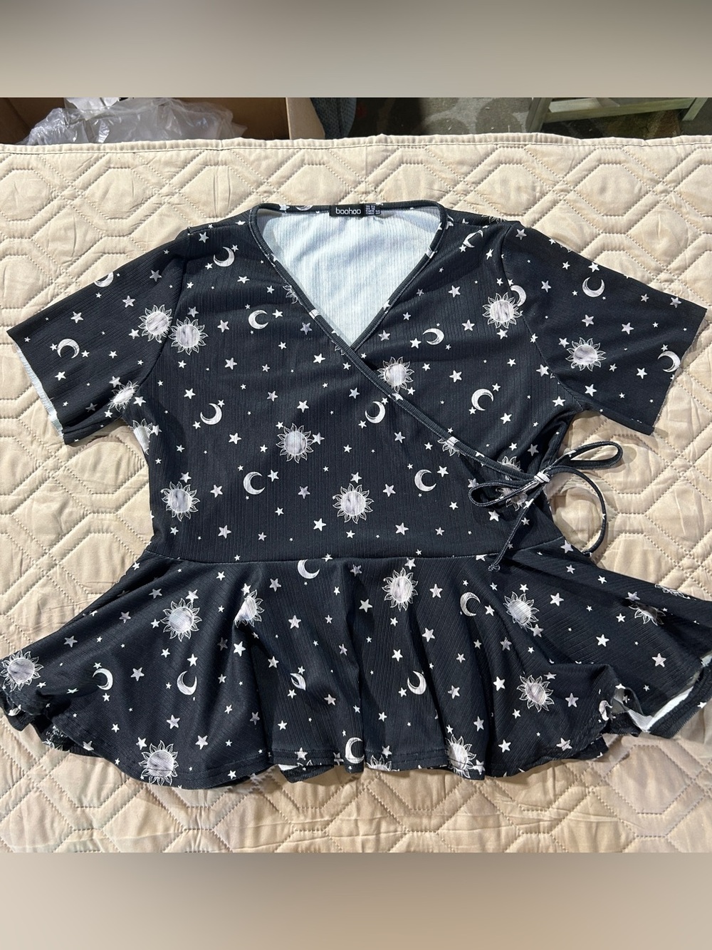 Boohoo Black Celestial Peplum Blouse